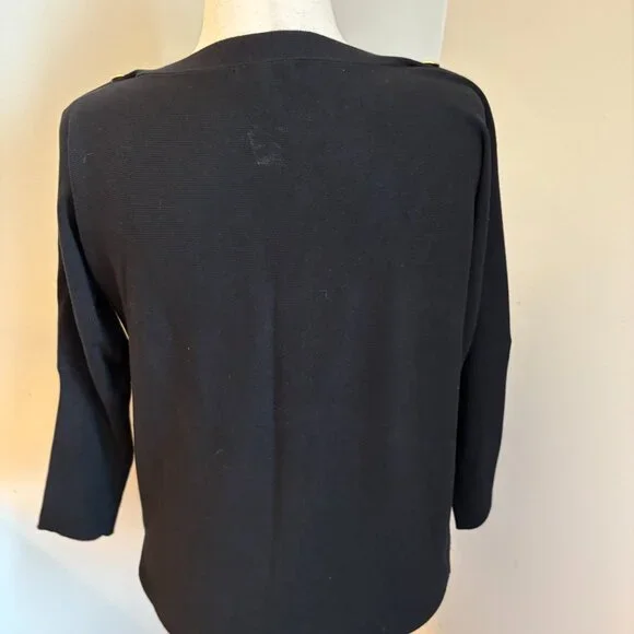 Cable & Gauge Black Button Sleeve Sweater Women's Large - Picture 4 of 7